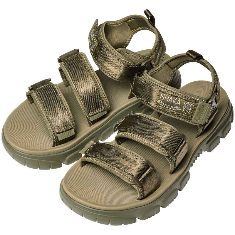 NEO BUNGY AT ARMY GREEN NYLON AND RUBBER SANDALS FROM SHAKA