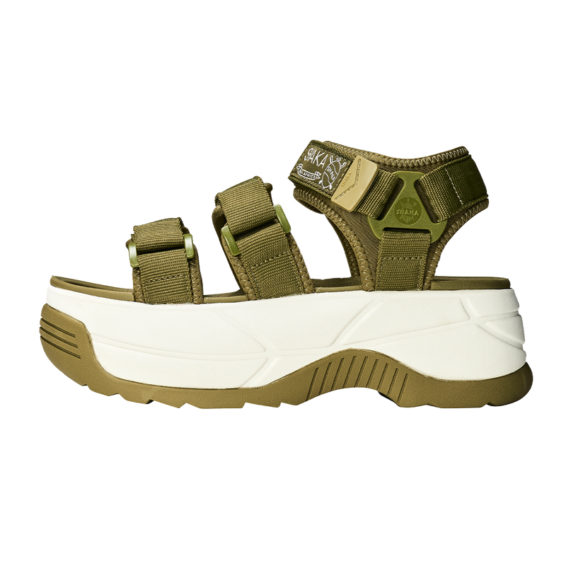 NEO BUNGY CHUNKY ARMY GREEN POLYPROPYLENE AND RUBBER SANDALS FROM SHAKA