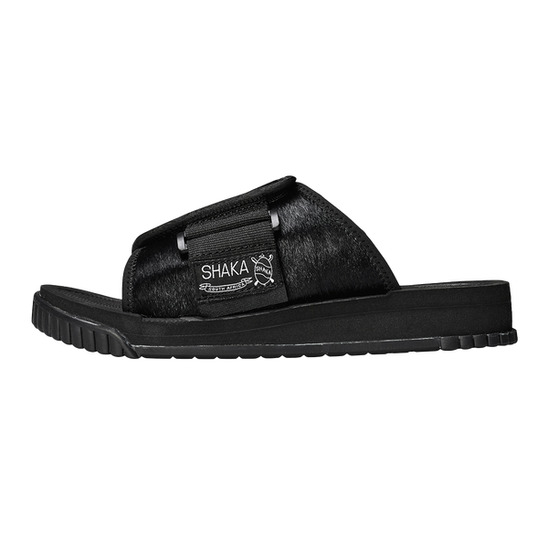 X-PACKER COWHAIR BLACK COW HAIR AND RUBBER SLIPPERS FROM SHAKA