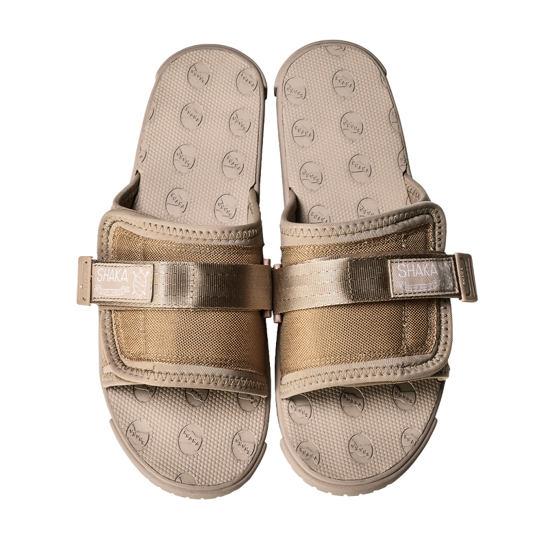 BOOT CAMP BF TAUPE NYLON AND RUBBER SLIPPERS FROM SHAKA